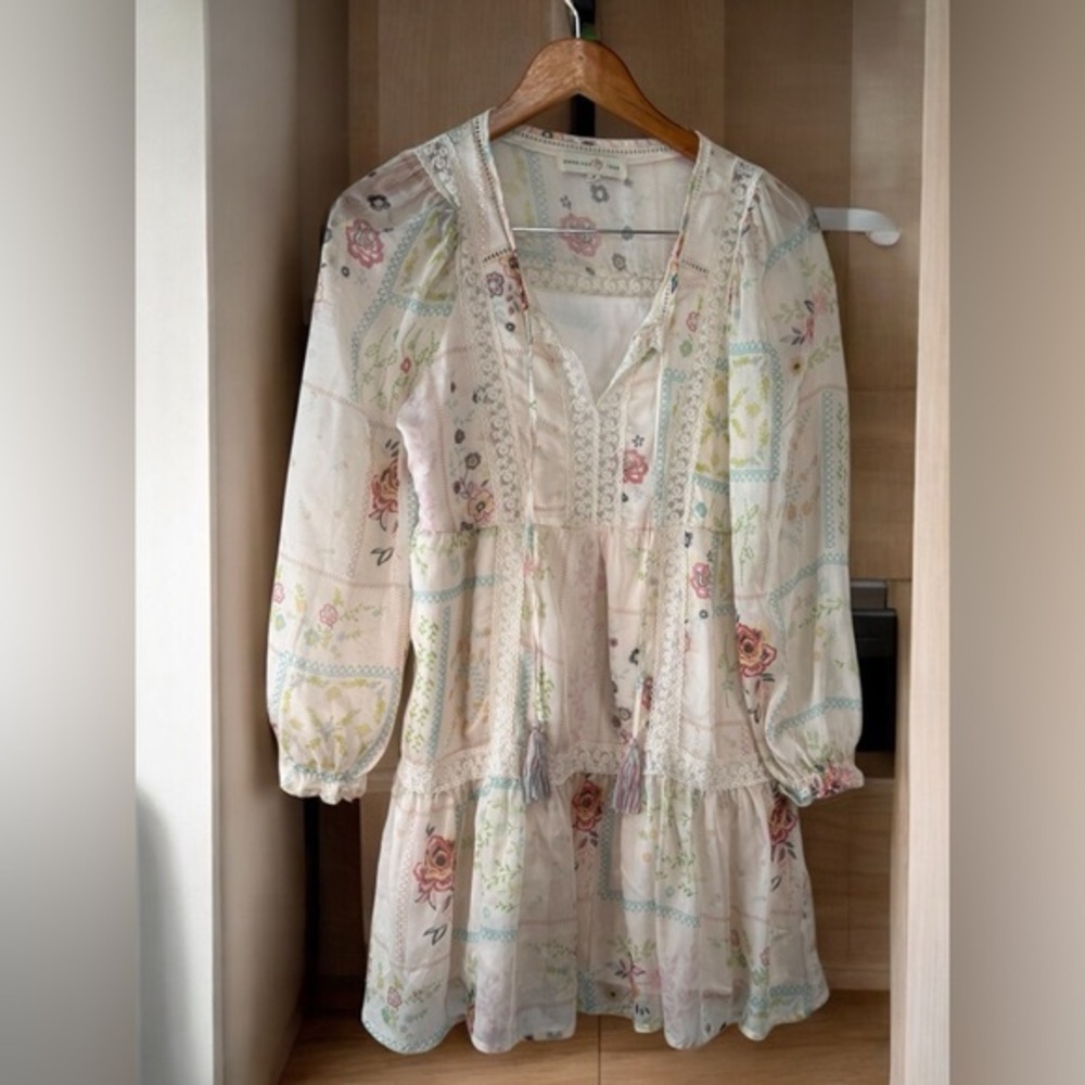 Penelope Rose Floral Lace Tunic Dress Small size S Cute Dress Boho whimsical